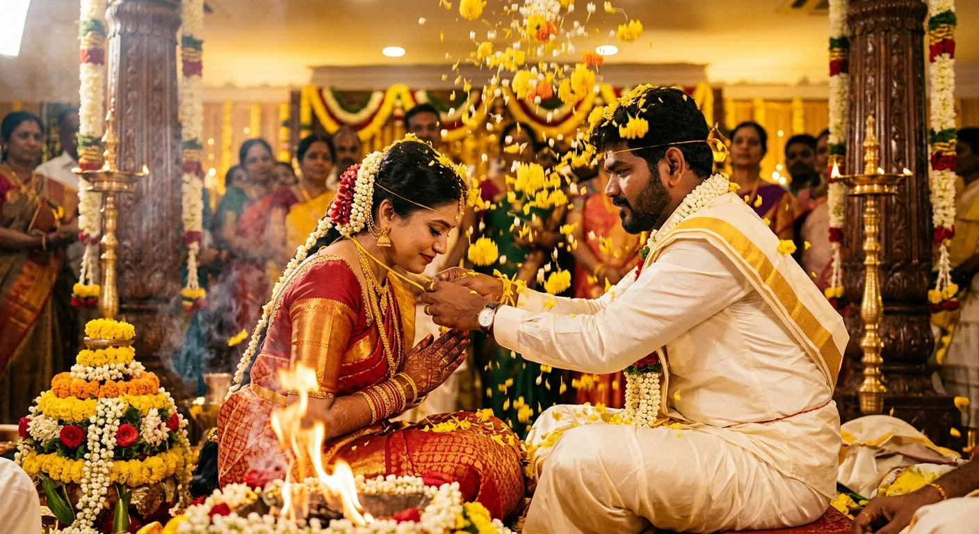 Traditional Tamil wedding moment